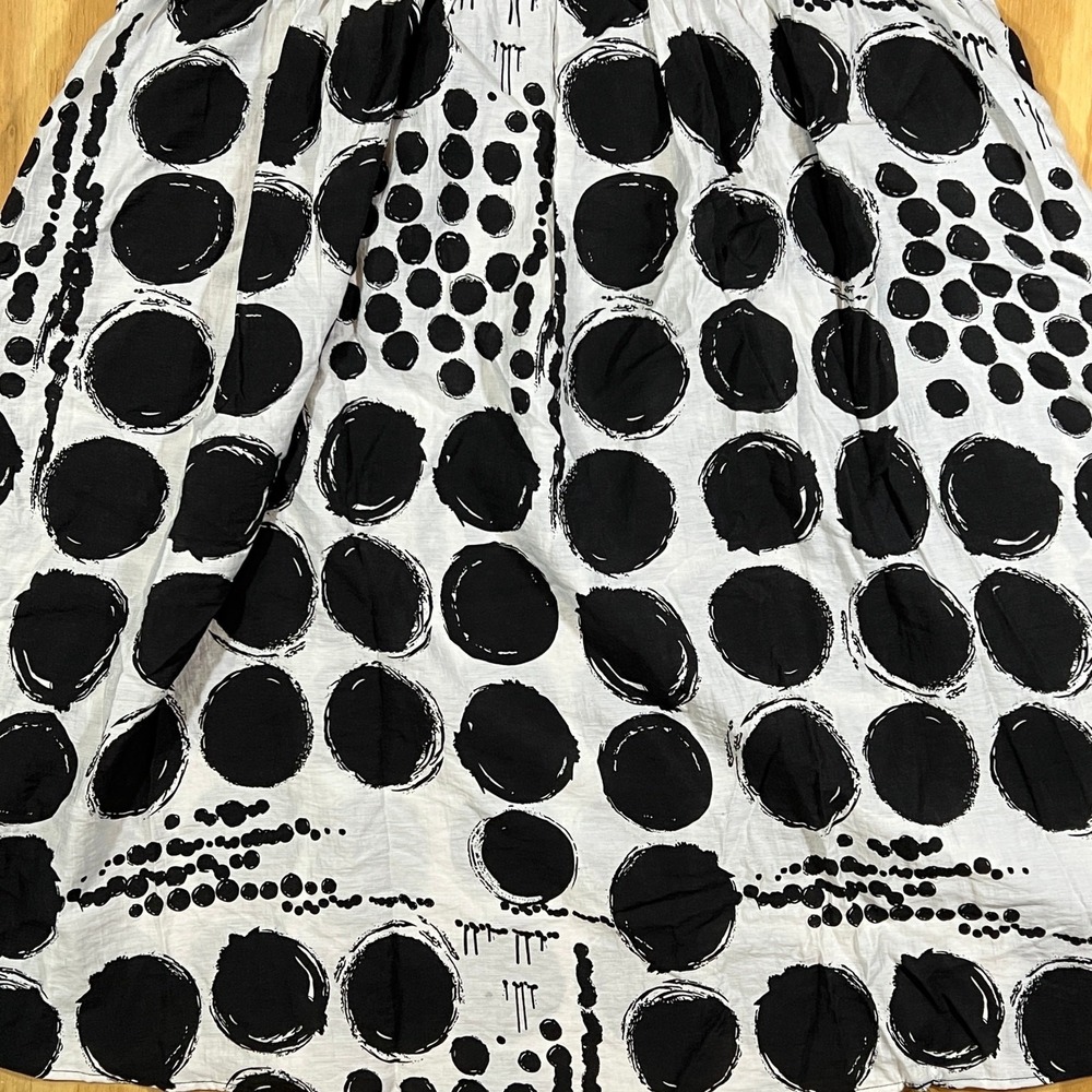 NWT Jian Ruiyi Polka Dot Dress Women 4 Black White Artsy Lagenlook Midi Modest - Picture 3 of 10
